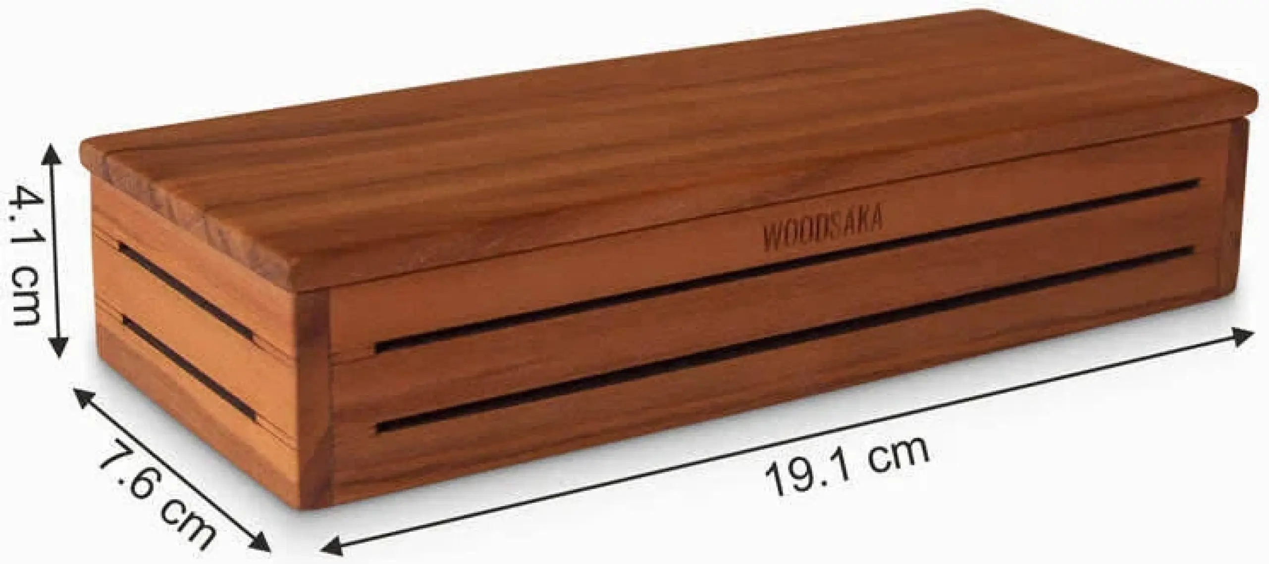 Woodsaka 3Line Yatay Kalemlik - Takı ve Araç & Gereç Saklama Kutusu - Kapaklı - Kiraz Ağacından