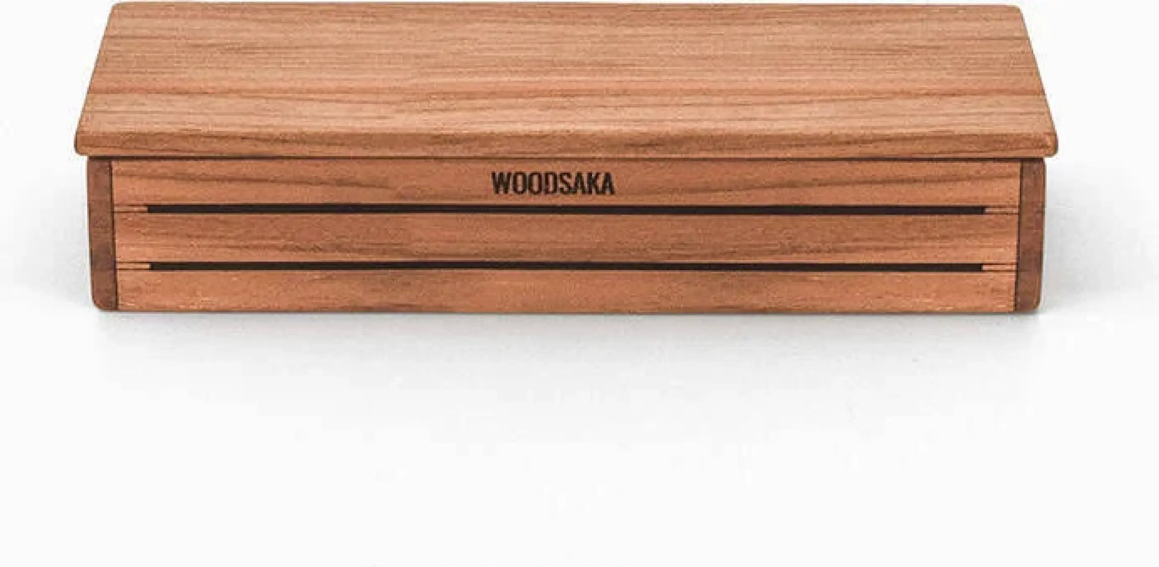 Woodsaka 3Line Yatay Kalemlik - Takı ve Araç & Gereç Saklama Kutusu - Kapaklı - Kiraz Ağacından