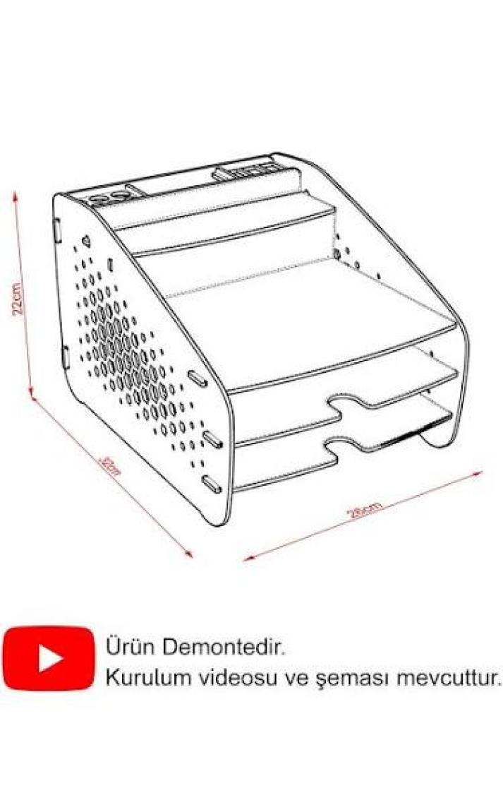 Design OTTO Medium Hexa - 6 Renk - A4 Evrak Rafı Masaüstü Organizer Düzenleyici Beyaz