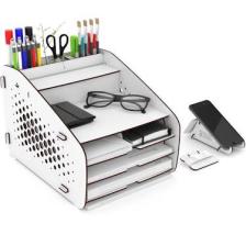 Design OTTO Medium Hexa - 6 Renk - A4 Evrak Rafı Masaüstü Organizer Düzenleyici Beyaz