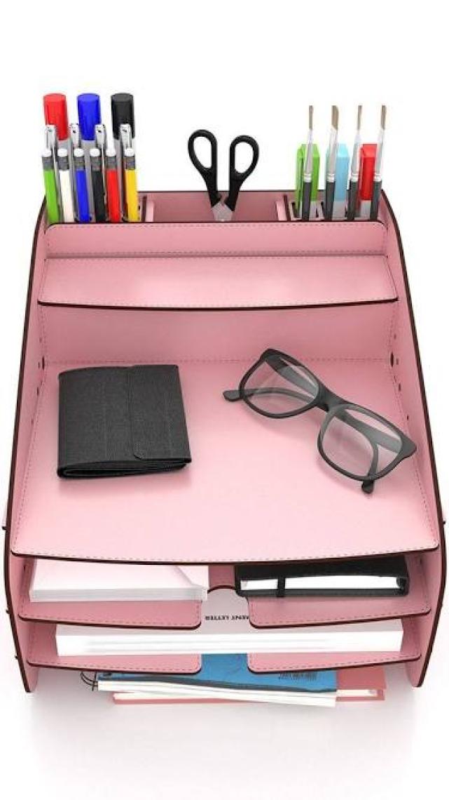 Design OTTO Medium Hexa - 6 Renk - A4 Evrak Rafı Masaüstü Organizer Düzenleyici Pembe