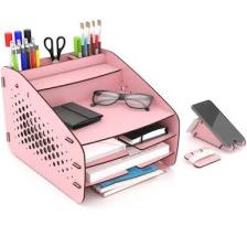 Design OTTO Medium Hexa - 6 Renk - A4 Evrak Rafı Masaüstü Organizer Düzenleyici Pembe