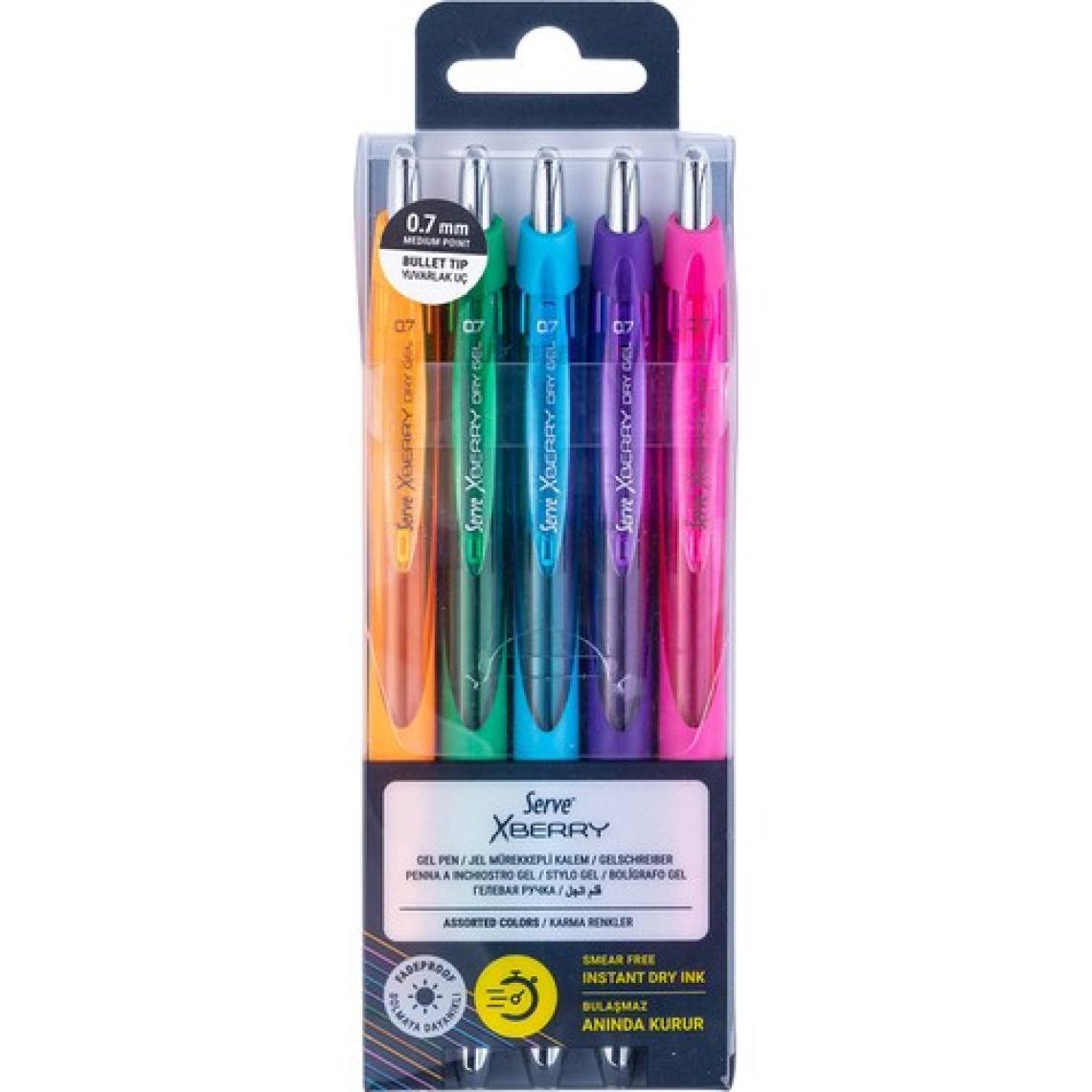 Serve Xberry Jel Kalem 0.7mm Yuvarlak Uç 5li SV-XBRGELY0.7B5KRPB
