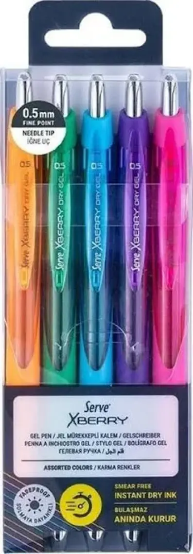 Serve Xberry Jel Kalem 0.5mm İğne Uç 5li SV-XBRGELY0.5B5KRPB