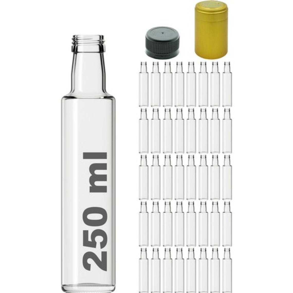 Afracam 250 cc Şeffaf Dorika Kilitli Kapaklı ve Kapüşonlu 250 ml Yuvarlak Cam Şişe 40 Adet