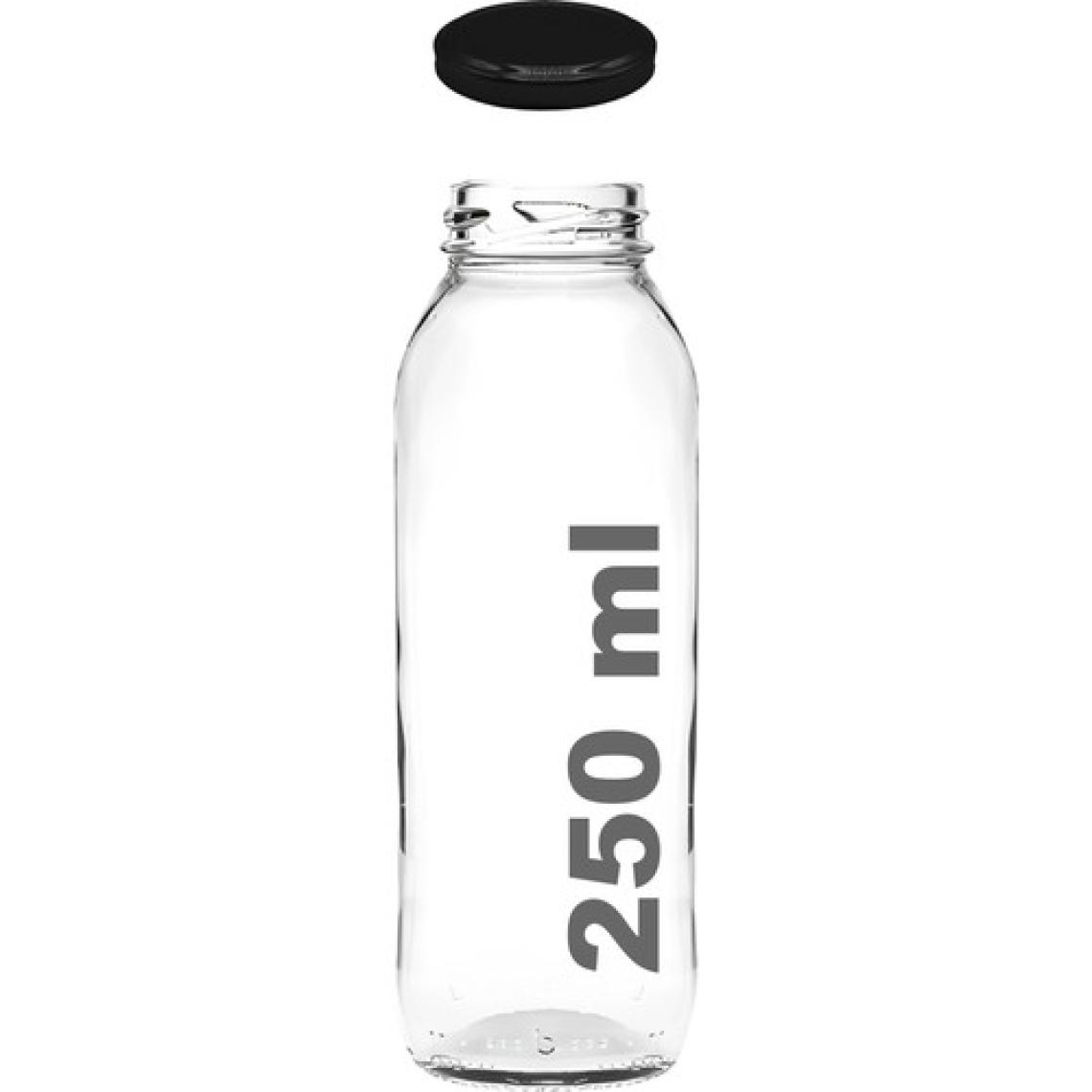 Afracam 250 cc Şeffaf Meyve Suyu, Limonata Şişesi Metal Konserve Kapaklı 250 ml Yuvarlak Cam Şişe 6 Adet