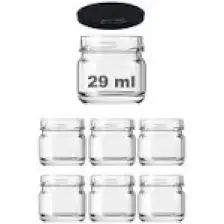 Afracam 29 cc Kavanoz Metal Siyah Konserve Kapaklı 29 ml Şeffaf Küçük Cam Kavanoz 6 Adet
