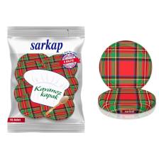Hijyenik Paketli 10 Adet Kavanoz Kapağı - Ekose Yeşil Kırmızı - 82 Mm