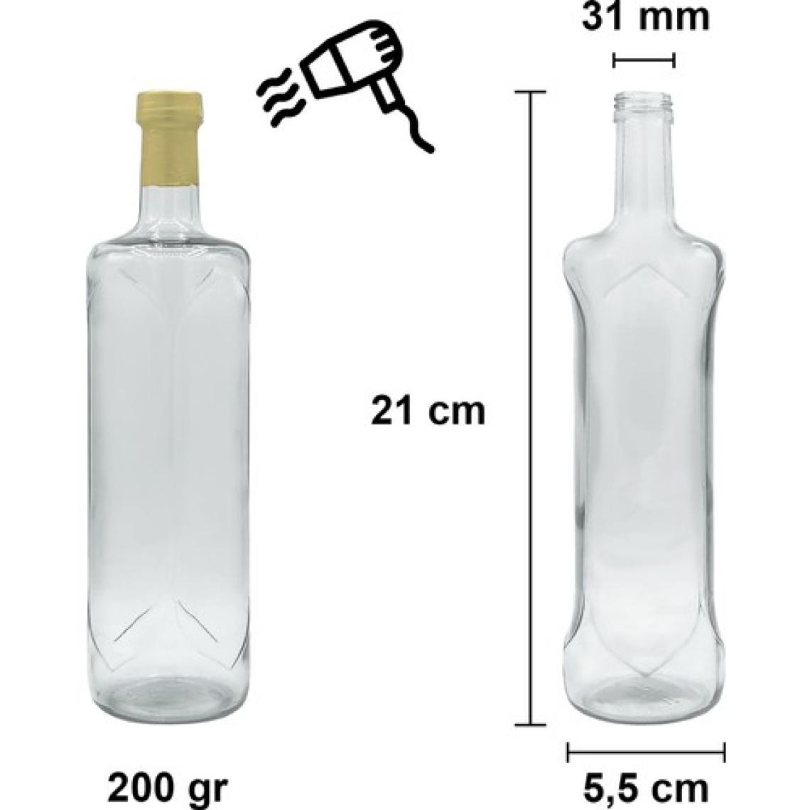 Afracam 250 cc Şeffaf Piramit Kilitli Kapaklı ve Kapüşonlu 250 ml Kavisli Cam Şişe 1 Adet