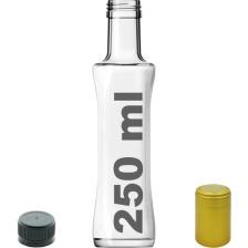 Afracam 250 cc Şeffaf Piramit Kilitli Kapaklı ve Kapüşonlu 250 ml Kavisli Cam Şişe 1 Adet