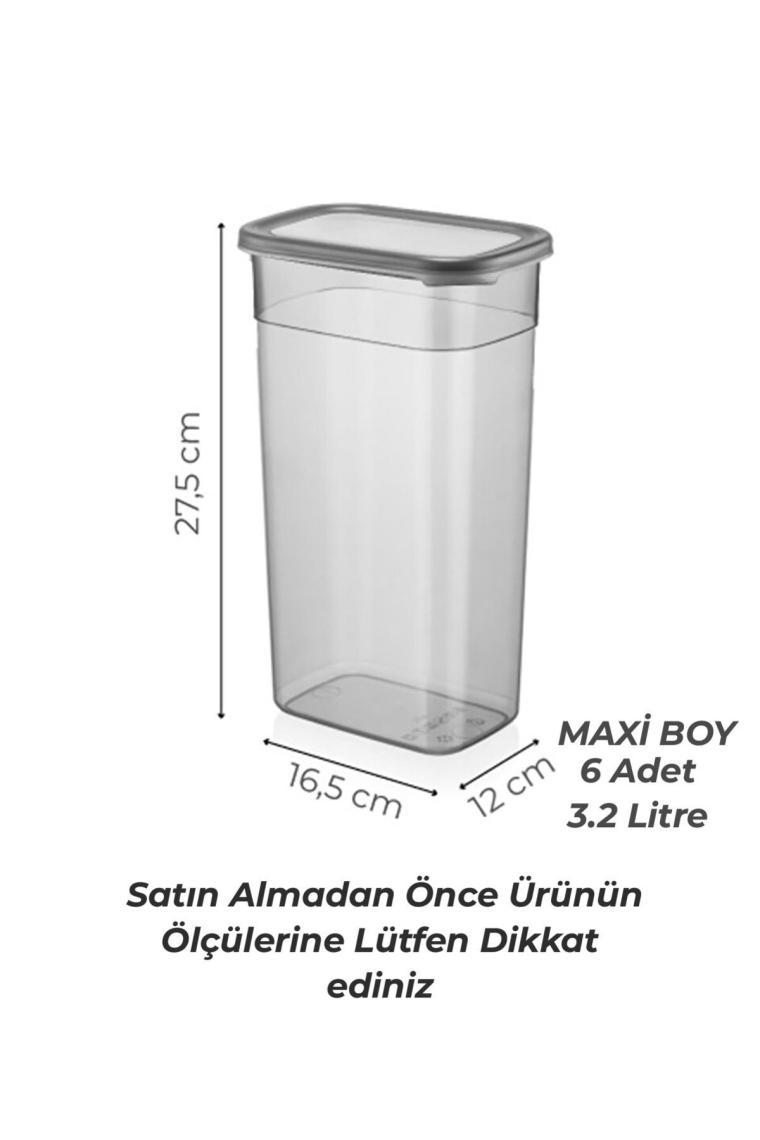 12'li Mega Boy Etiketli Dikdörtgen Erzak Saklama Kabı Seti 3200ml Çay Şeker Saklama Kabı 3.2 Litre