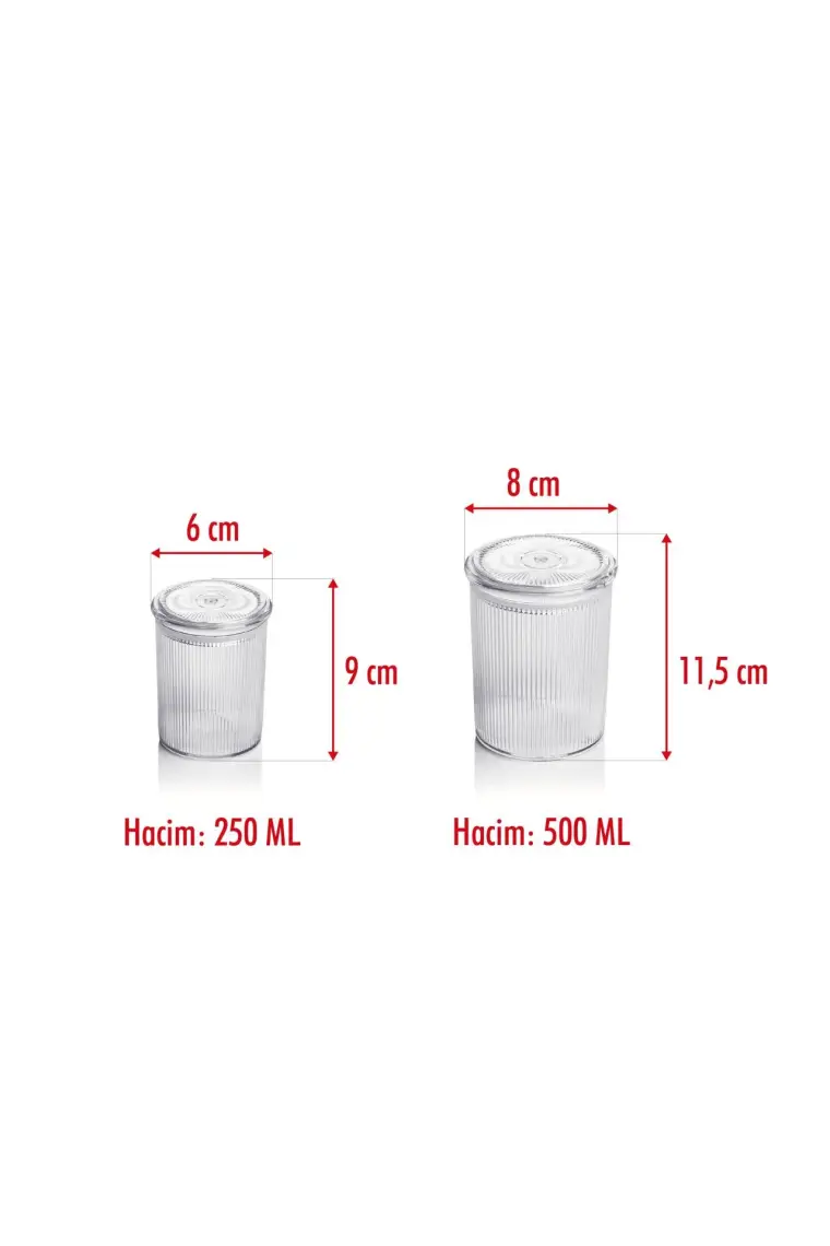 Depa 12'li Barok Yuvarlak 2 Boy Kavanoz Seti & Saklama Kabı & Erzak Kabı 6*500 ML,6*250 Ml