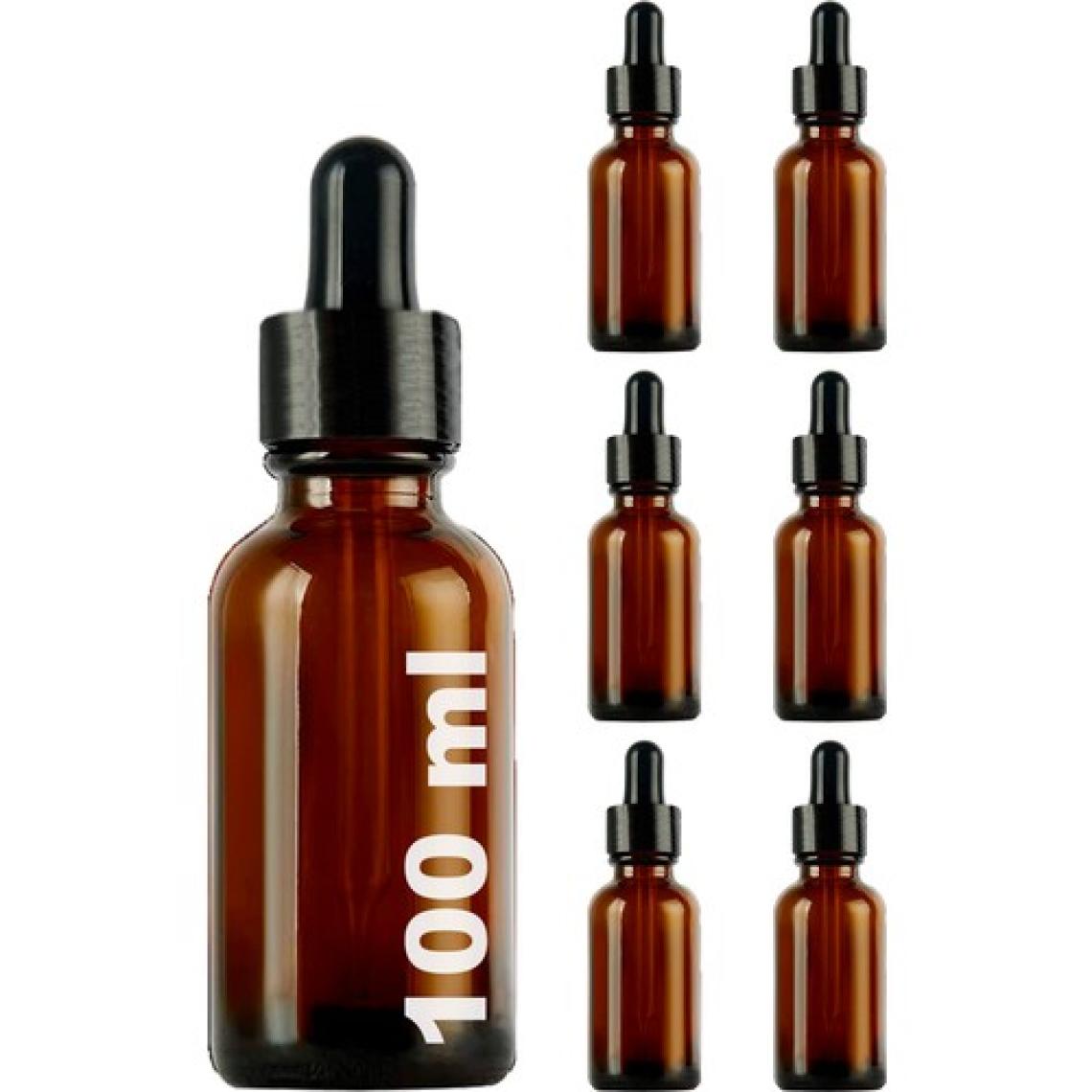 Afracam 100 cc Amber Damlalık Metal Siyah Sızdırmaz Kapaklı 100 ml Dropper Cam Serum Şişesi 6 Adet