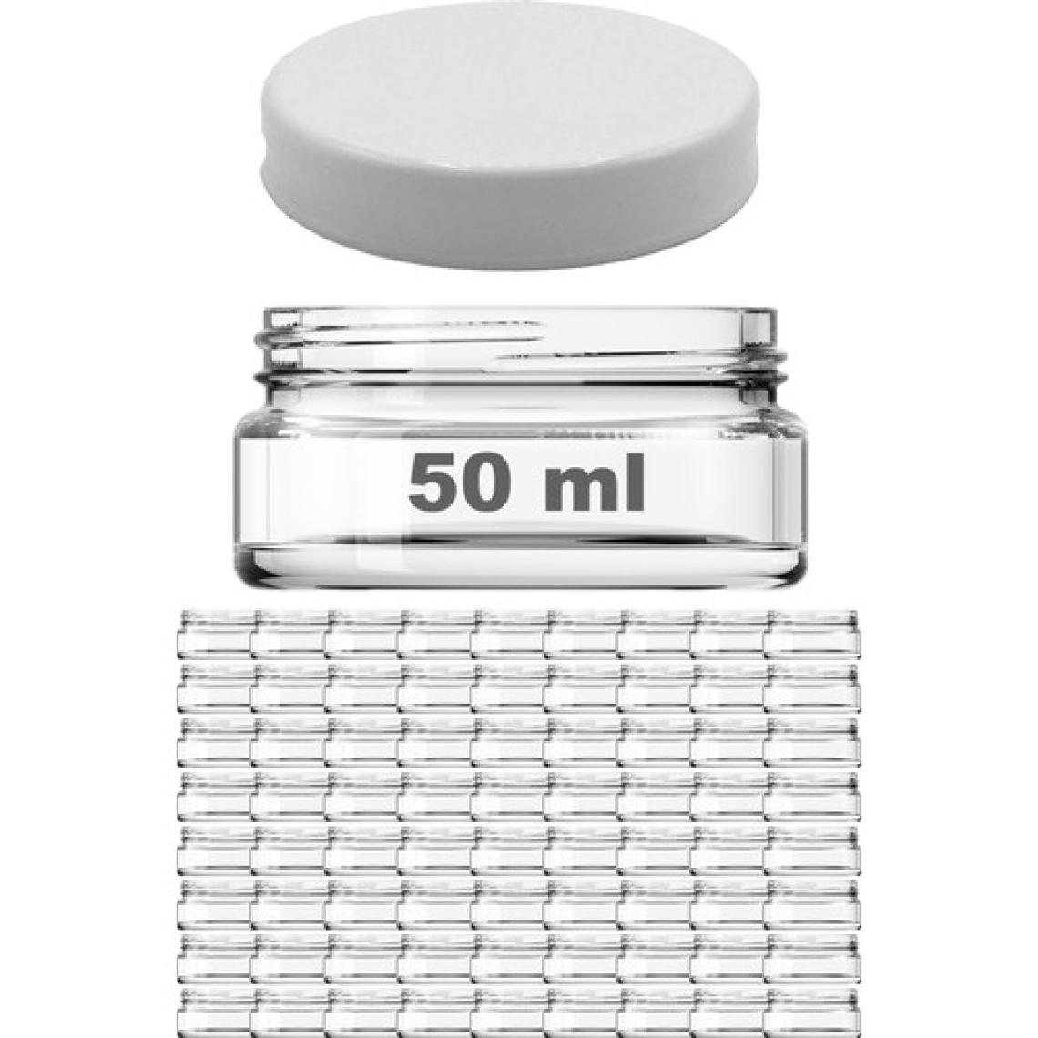 Afracam 50 cc Kavanoz Plastik Beyaz Kapaklı 50 ml Şeffaf Cam Krem Kavanoz 72 Adet