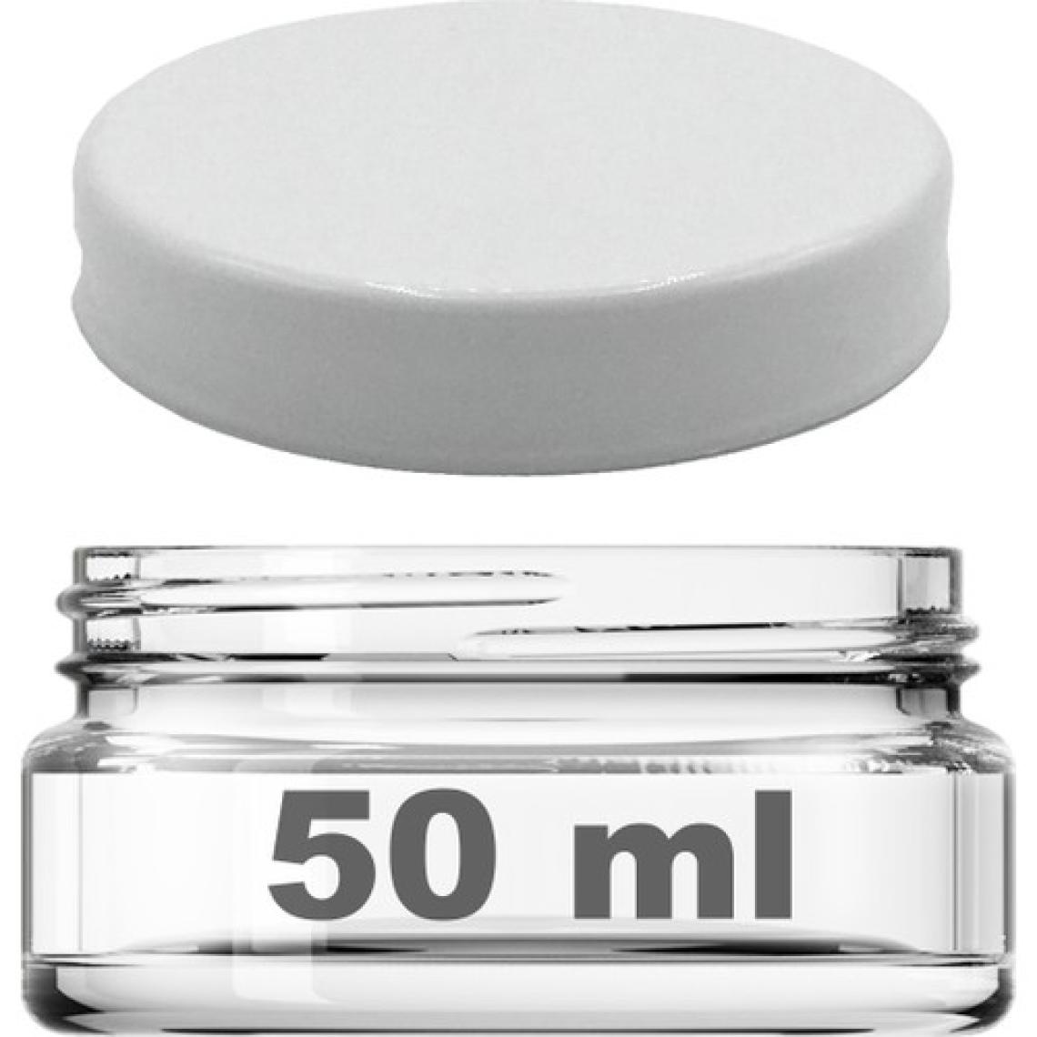 Afracam 50 cc Kavanoz Plastik Beyaz Kapaklı 50 ml Şeffaf Cam Krem Kavanoz 72 Adet