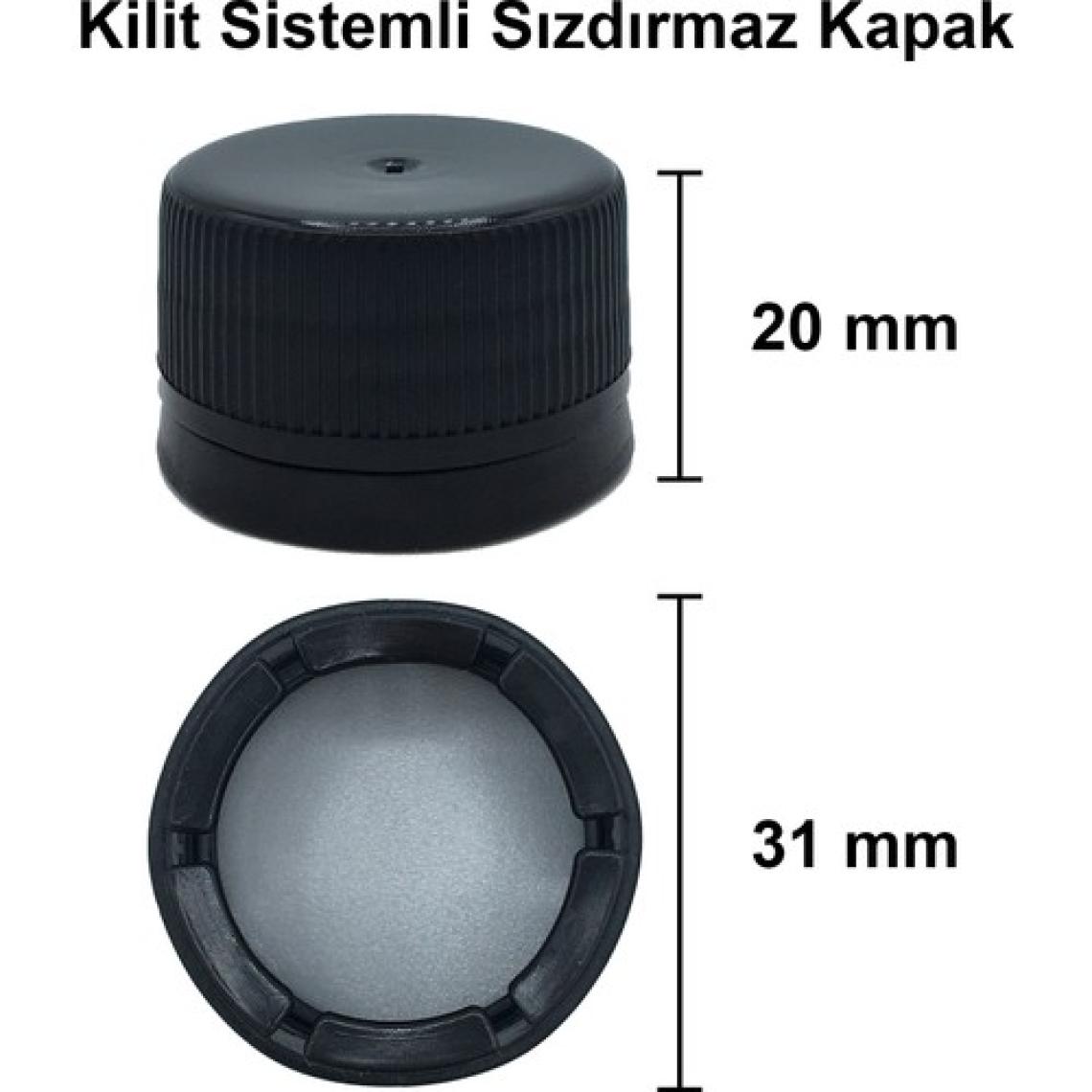 Afracam 250 cc Şeffaf Dorika Kilitli Kapaklı ve Kapüşonlu 250 ml Yuvarlak Cam Şişe 16 Adet