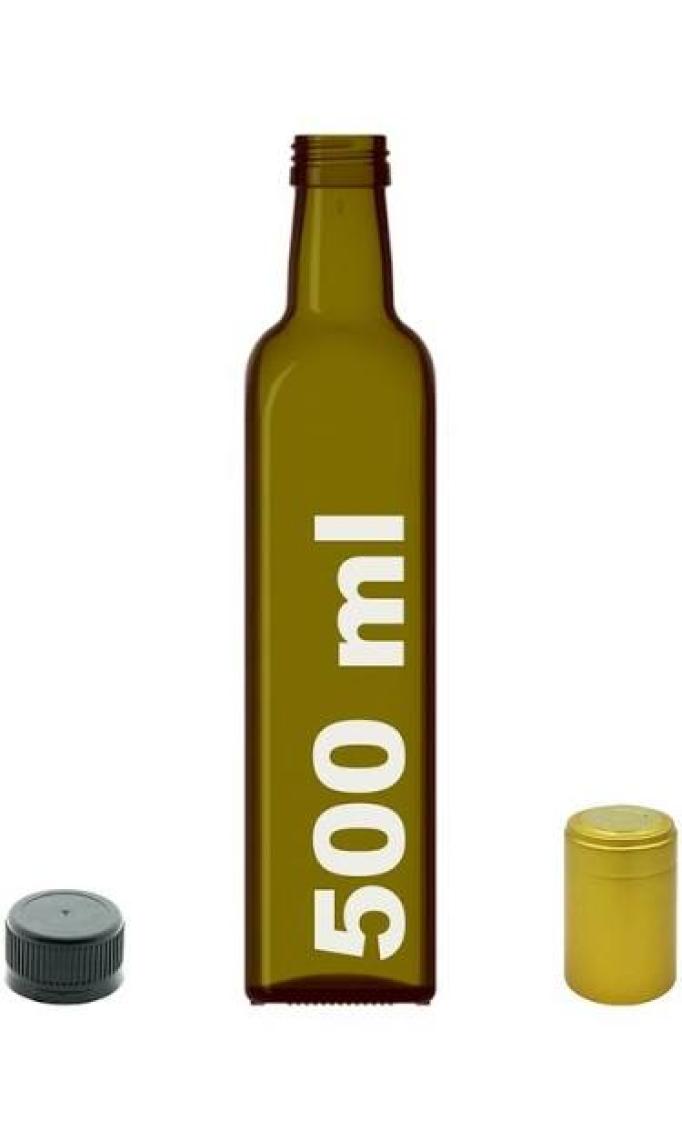 Afracam 500 cc Yeşil Maraska Kilitli Kapaklı ve Kapüşonlu 500 ml Köşeli Cam Şişe 1 Adet