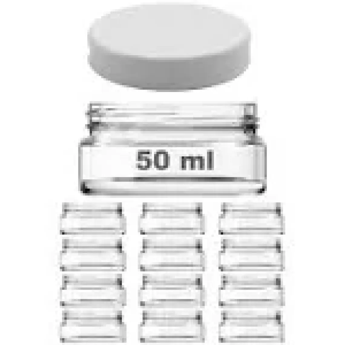 Afracam 50 cc Kavanoz Plastik Beyaz Kapaklı 50 ml Şeffaf Cam Krem Kavanoz 12 Adet