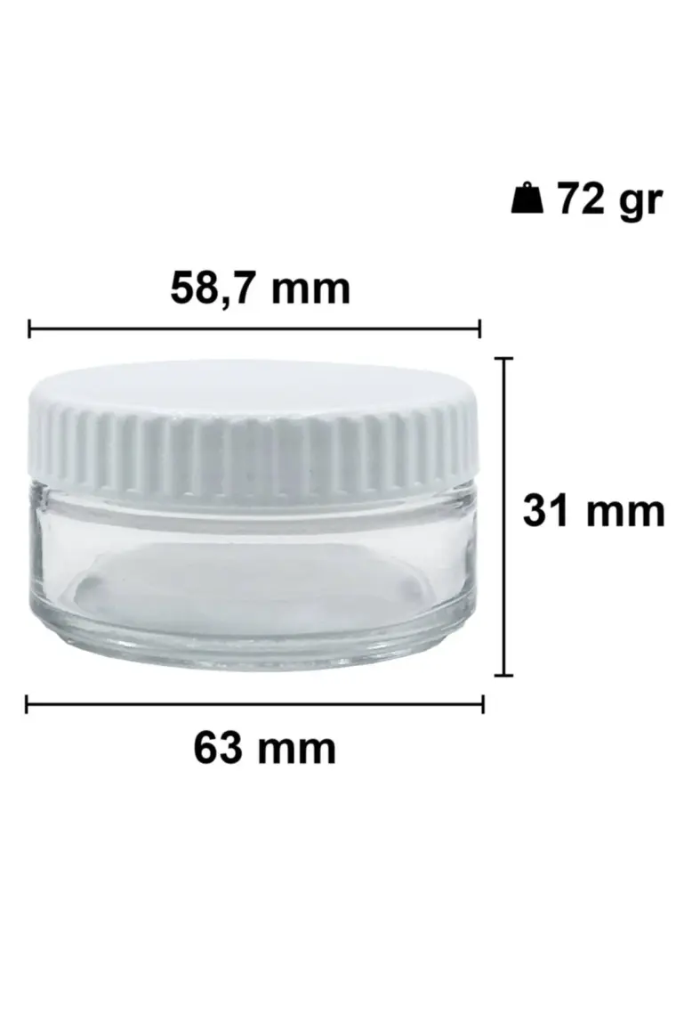 Afracam 50 cc Kavanoz Plastik Beyaz Kapaklı 50 ml Şeffaf Cam Krem Kavanoz 12 Adet