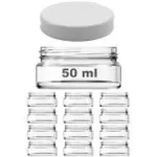 Afracam 50 cc Kavanoz Plastik Beyaz Kapaklı 50 ml Şeffaf Cam Krem Kavanoz 12 Adet