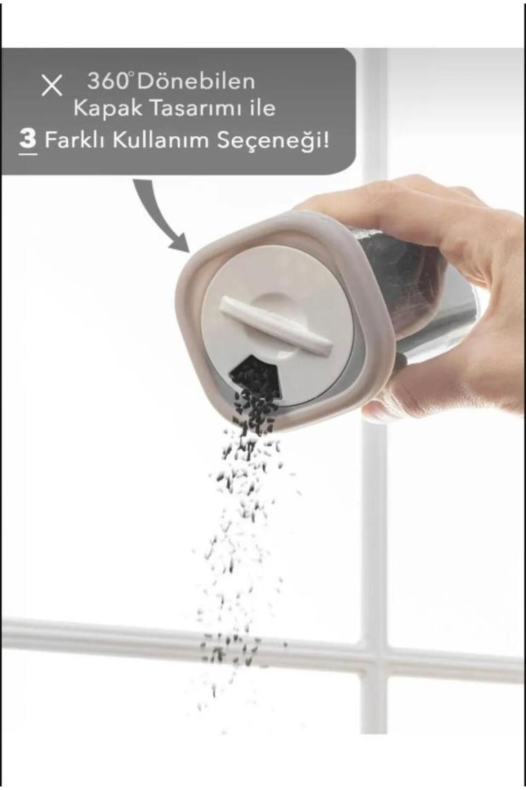Stantlı Tezgah Üstü Kapaklı 8'Li Baharat Takımı Yapışkanlı Duvara Monte
