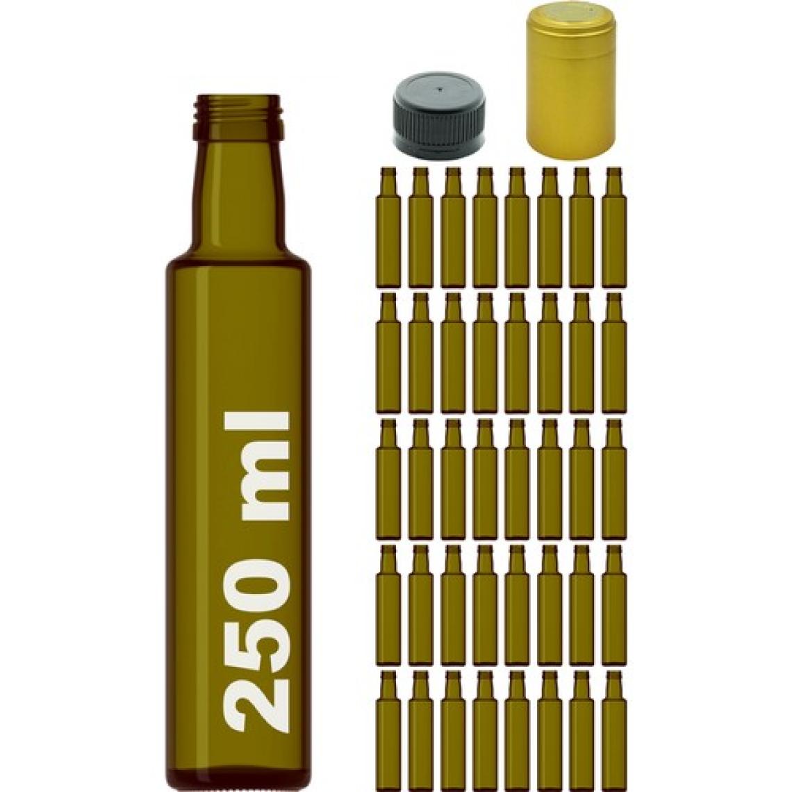 Afracam 250 cc Yeşil Dorika Kilitli Kapaklı ve Kapüşonlu 250 ml Yuvarlak Cam Şişe 40 Adet