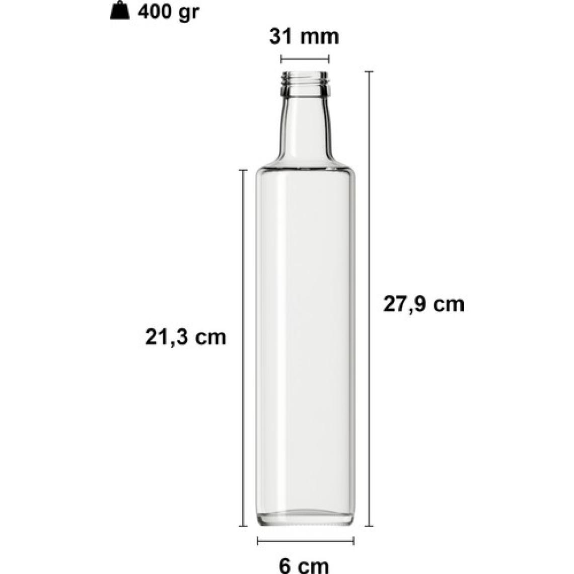 Afracam 500 cc Şeffaf Dorika Kilitli Kapaklı ve Kapüşonlu 500 ml Yuvarlak Cam Şişe 30 Adet
