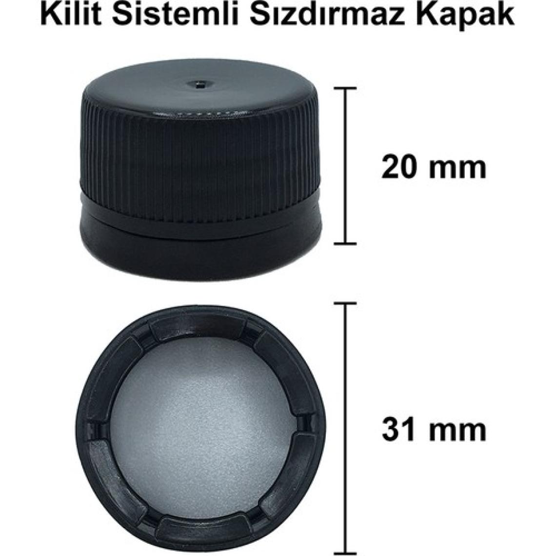 Afracam 500 cc Şeffaf Dorika Kilitli Kapaklı ve Kapüşonlu 500 ml Yuvarlak Cam Şişe 30 Adet