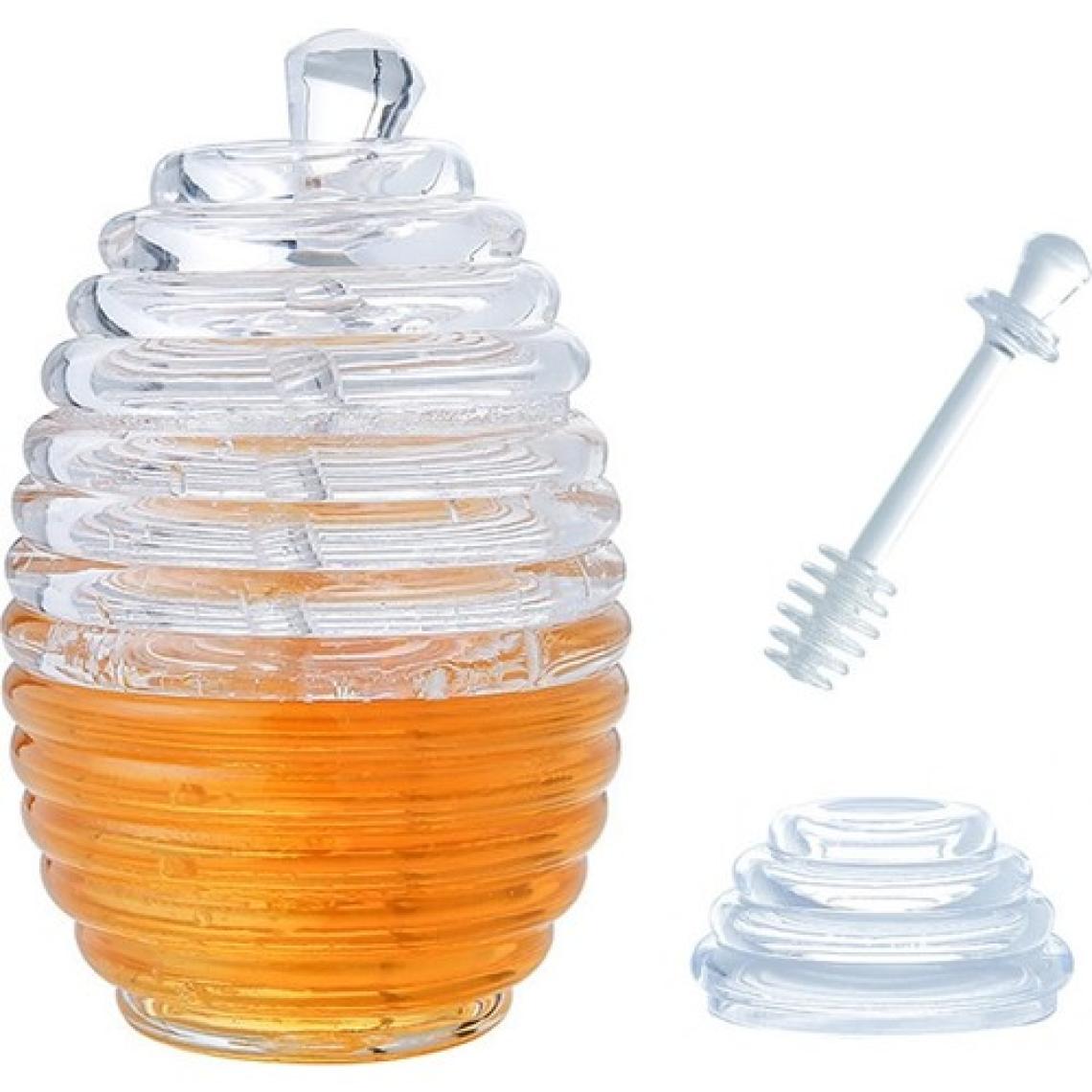 Biotech Bal Kavanozu Kapaklı Polikkarbon Çeşni Şişesi Helezon Bal Kaşığı