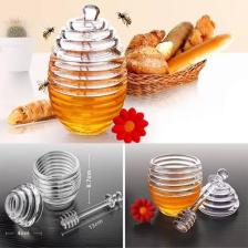 Biotech Bal Kavanozu Kapaklı Polikkarbon Çeşni Şişesi Helezon Bal Kaşığı