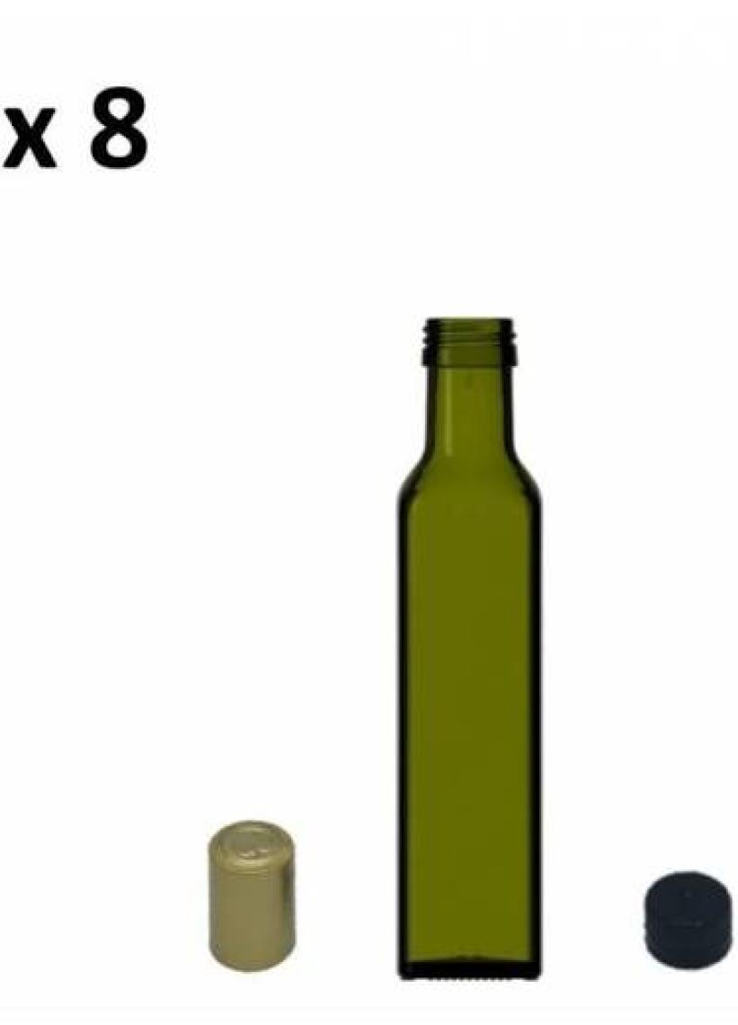 Afracam 250 cc Yeşil Maraska Kilitli Kapaklı ve Kapüşonlu 250 ml Köşeli Cam Şişe 16 Adet
