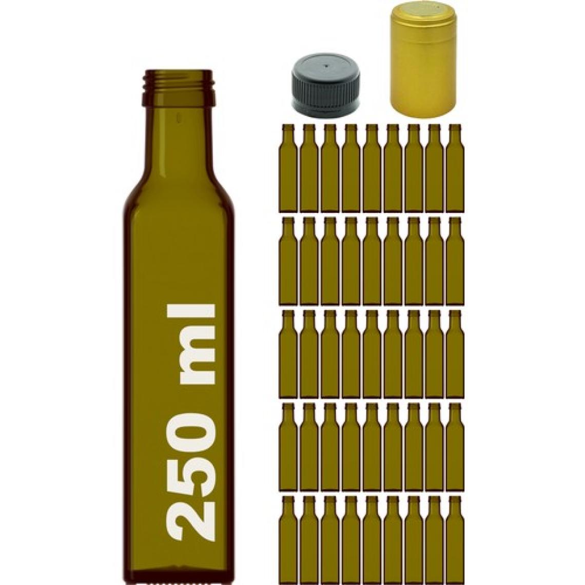 Afracam 250 cc Yeşil Maraska Kilitli Kapaklı ve Kapüşonlu 250 ml Köşeli Cam Şişe 45 Adet