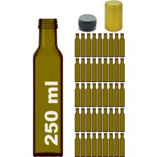 Afracam 250 cc Yeşil Maraska Kilitli Kapaklı ve Kapüşonlu 250 ml Köşeli Cam Şişe 45 Adet