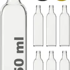 Afracam 750 cc Şeffaf Maraska Kilitli Kapaklı ve Kapüşonlu 750 ml Köşeli Cam Şişe 6 Adet
