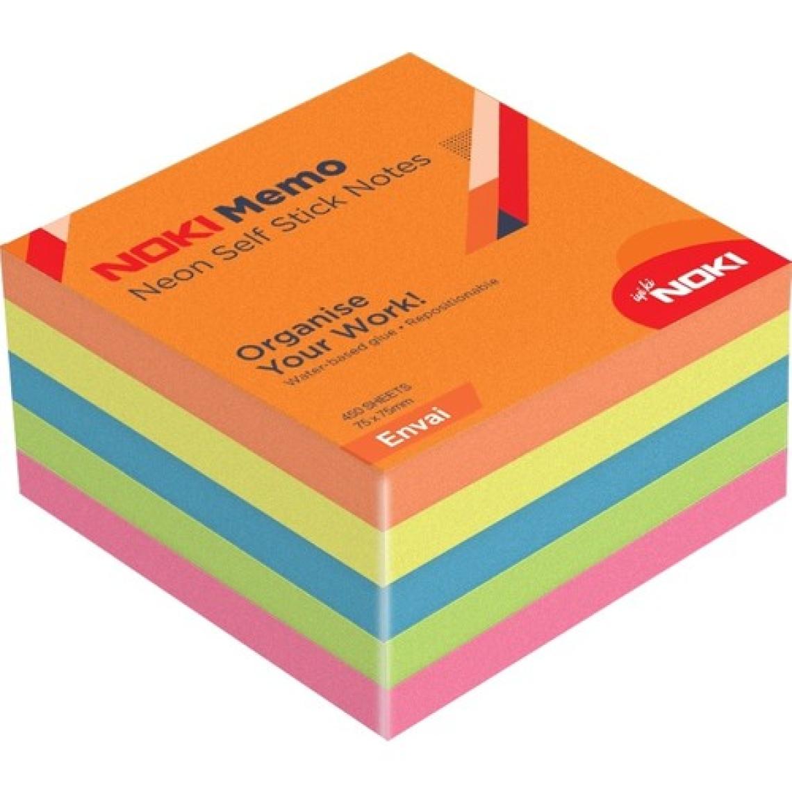 Noki Memo 75X75 Neon Yapışkanlı Küp Blok 450 Sf Envai