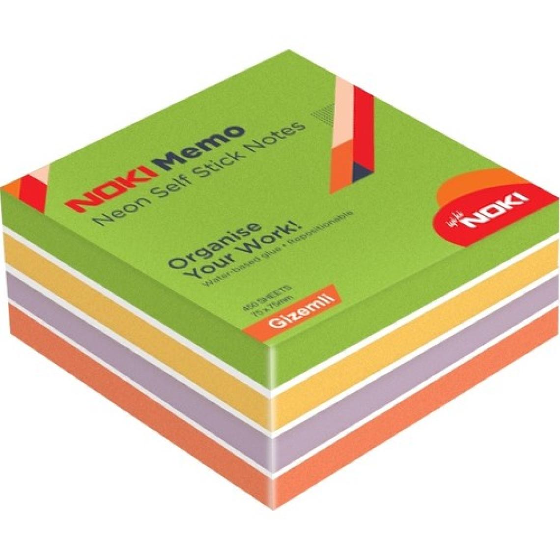 Noki Memo 75X75 Neon Yapışkanlı Küp Blok 450 Sf Gizemli