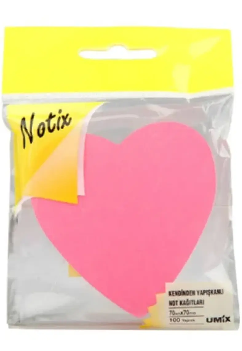 Notix Yapışkanlı Not Kağıdı Neon Kalp 100Yp Postit