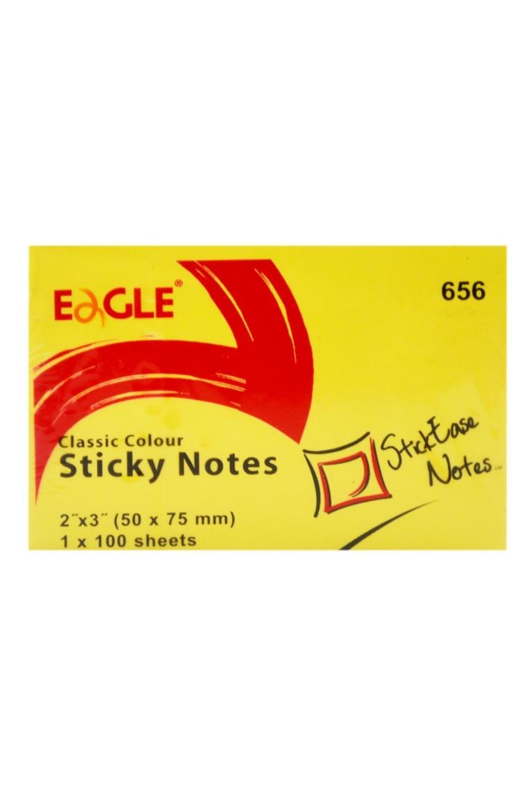 Eagle 50X75 mm Neon Renk Yapışkanlı Not Kağıdı 100 Yaprak (656N) Pembe