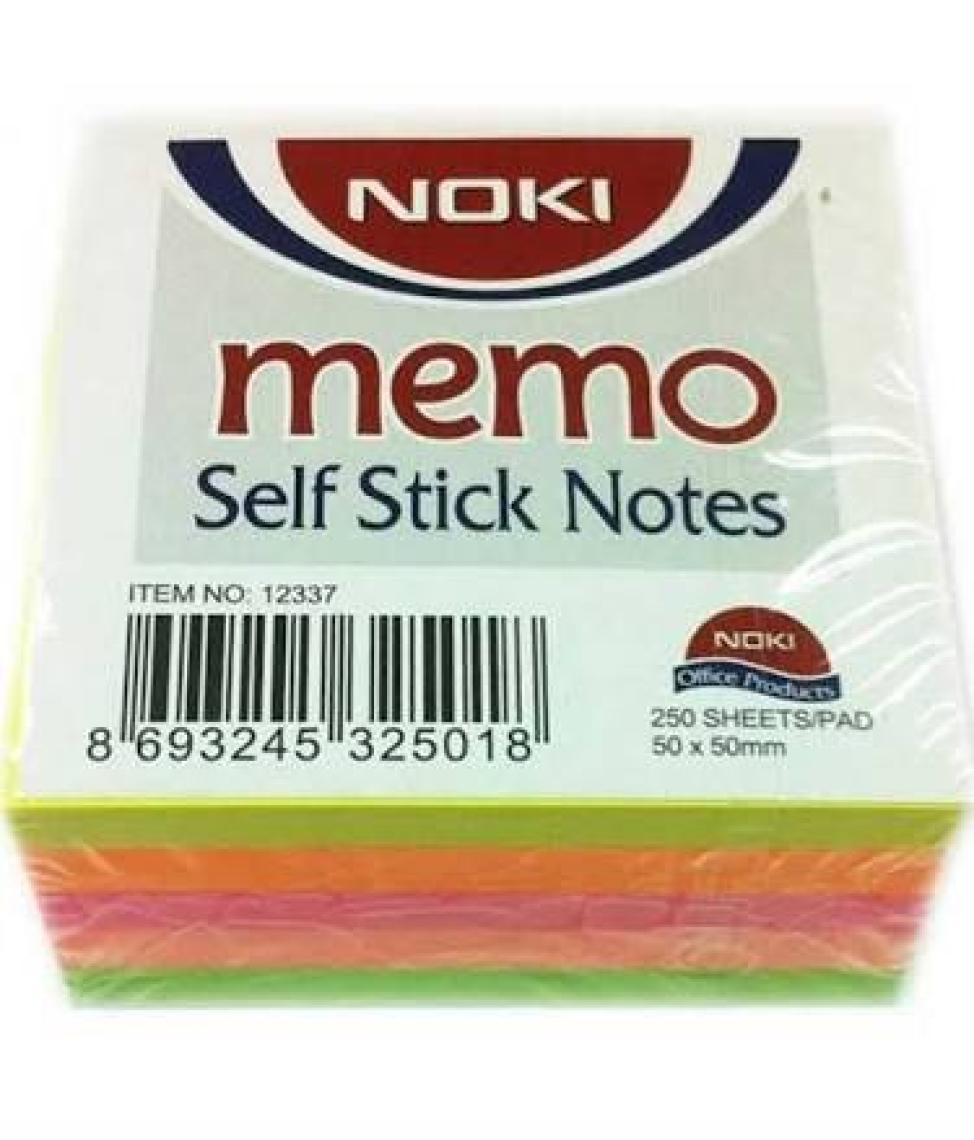 Noki Memo Neon Küp Yapışkanlı Not Kağıdı 250 Yaprak 50 x 50 mm
