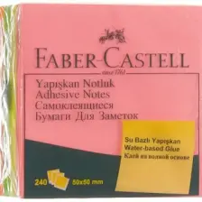 Faber - Castell Yapışkan Notluk 50x50mm, Karışık Fosforlu Renkli