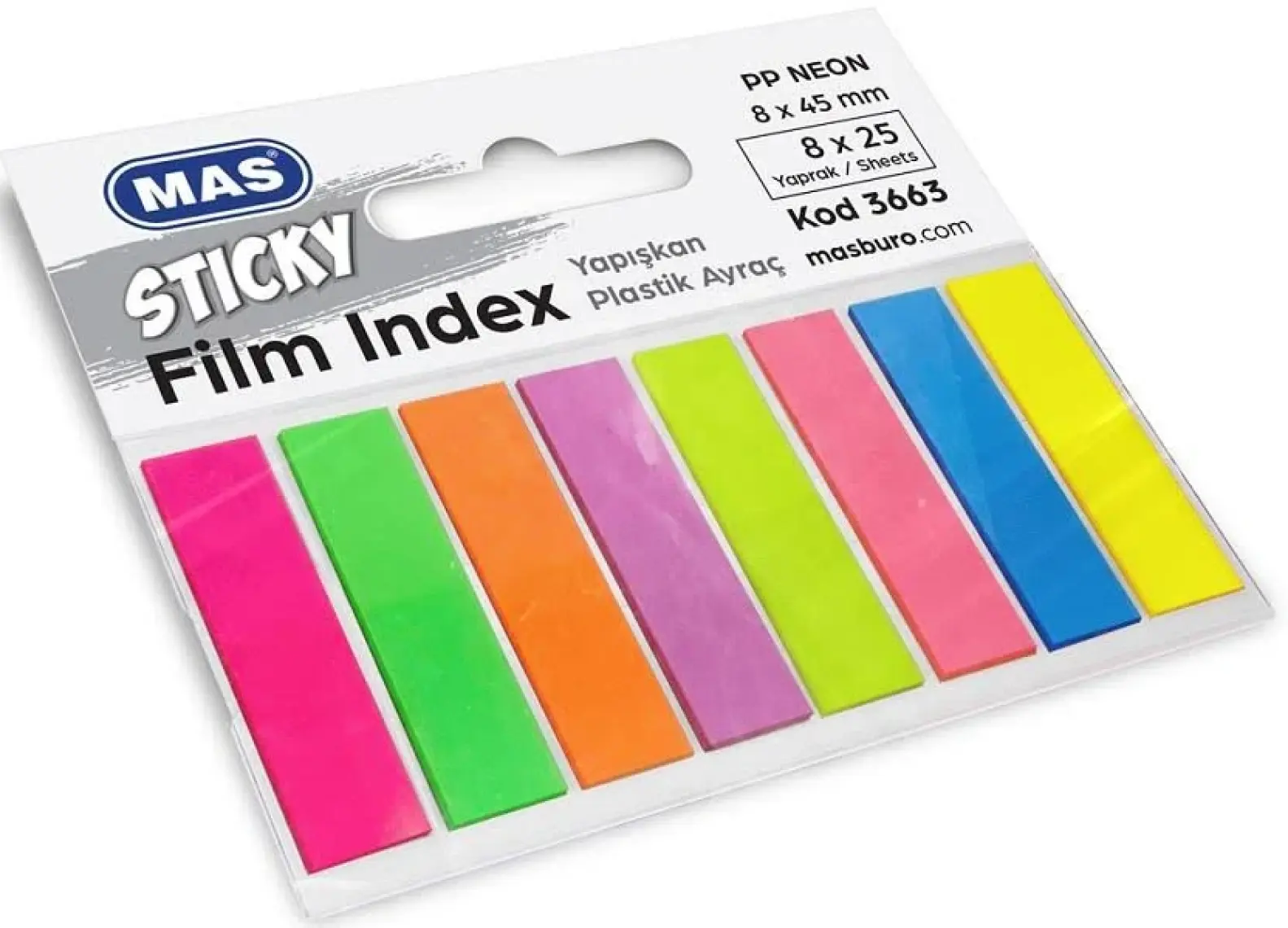 Mas 3663 Film Index 8 mm x 45 mm 8 x 25 cm Sayfa PP 8 Renk
