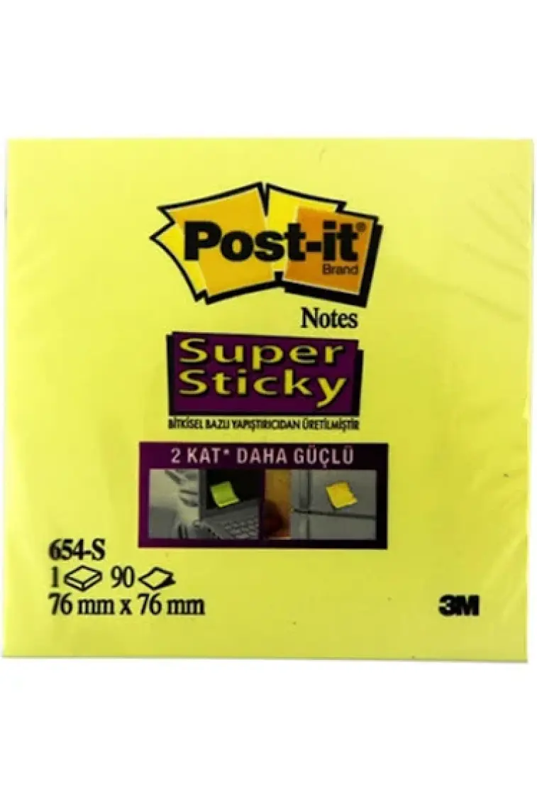 Post-İt 654-S Super Sticky Not 90 Yaprak 76 x 76 mm Sarı