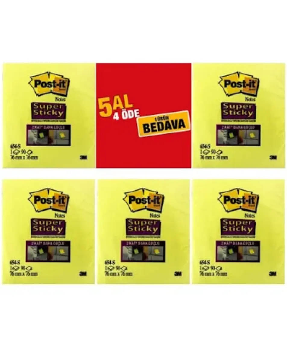 Post-İt 654-S Super Sticky Not 90 Yaprak 76 x 76 mm Sarı