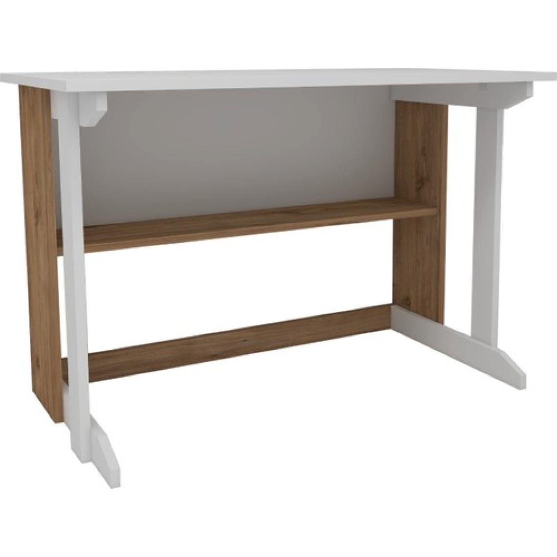 Zuesse Dizayn Vennüs 100X55 cm Kütüphaneli Geniş Çalışma Masası Laptop Bilgisayar Masası Ofis Ders Masası Çam - Beyaz