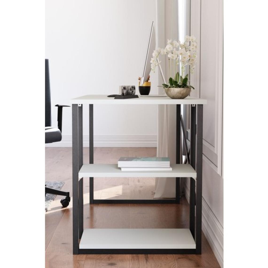 Ceramical 60X120 cm Raflı Çalışma Masası, Bilgisayar Masası, Ofis Masası - Beyaz