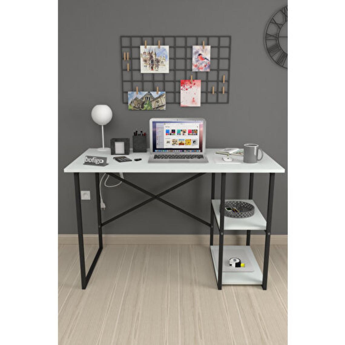 Bofigo 60x120 cm 2 Raflı Çalışma Masası Beyaz