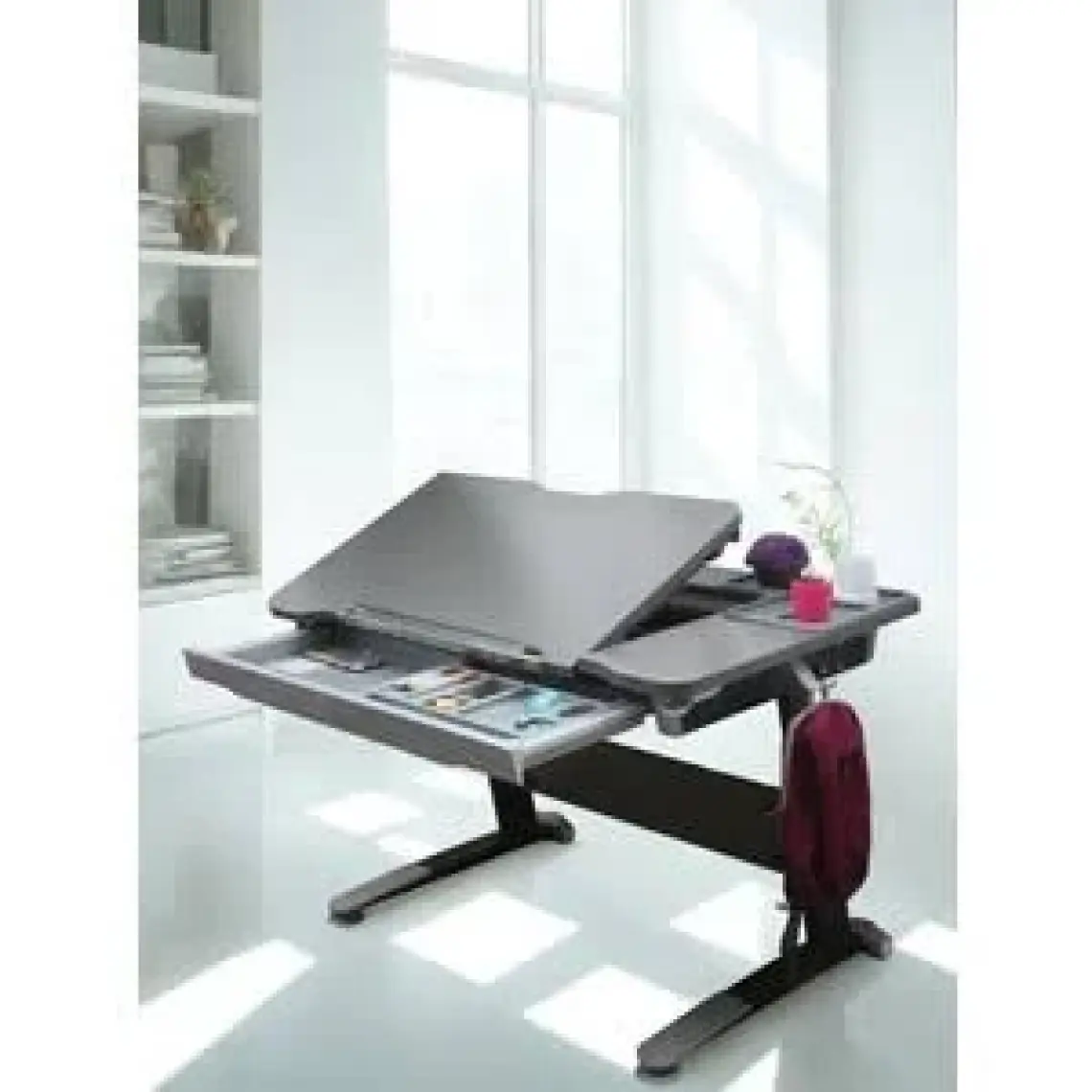 Creo Mobili Ofis Çalışanlarına Uygun Çekmeceli Çalışma Masası - 120x75 Cm, Antrasit/Gri - Sirius Basic