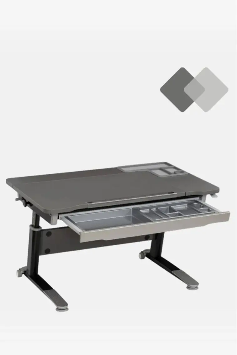 Creo Mobili Ofis Çalışanlarına Uygun Çekmeceli Çalışma Masası - 120x75 Cm, Antrasit/Gri - Sirius Basic