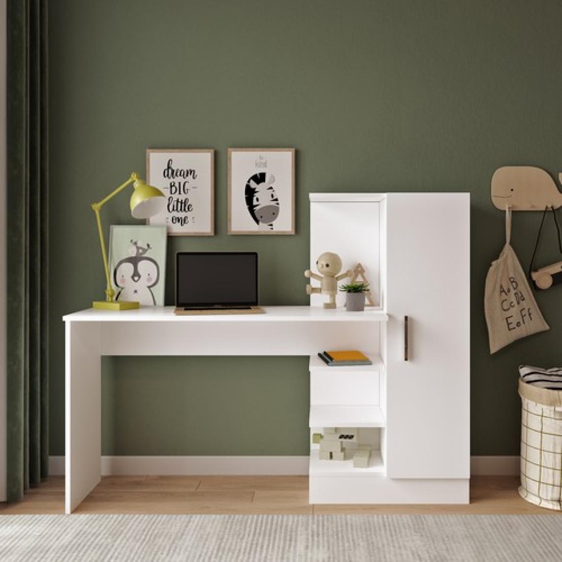 Robin Home Arthur Çocuk Genç Kitaplıklı Çalışma Masası  Beyaz