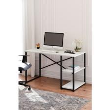 Ceramical 60X120 cm Raflı Çalışma Masası, Bilgisayar Masası, Ofis Masası - Beyaz